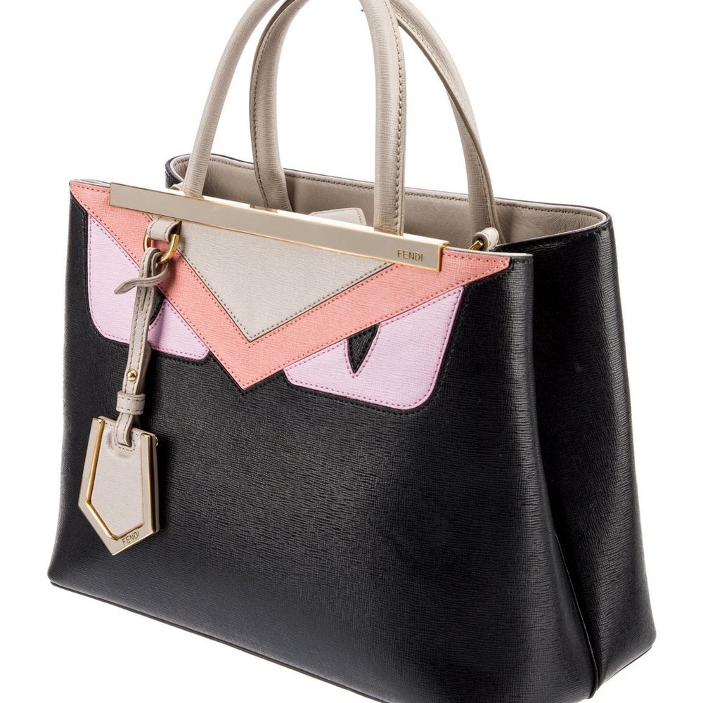 Fendi Black and Pink Satchel with Cream Accents
